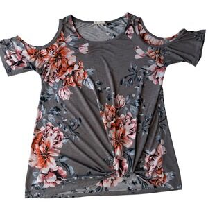 Cotton Bleu Floral Cold Shoulder Top Twist Knot Soft Girl Summer Boho Small